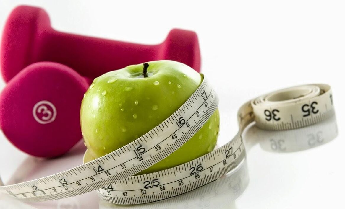 apple and dumbbells for weight loss at 10 kg per month
