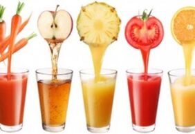 Fruit and vegetable juices for a diet